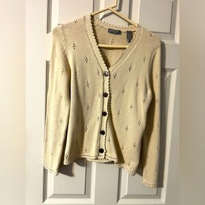 NWT Kate Hill Casual Cream Button-Up Medium Petite Women's Sweater